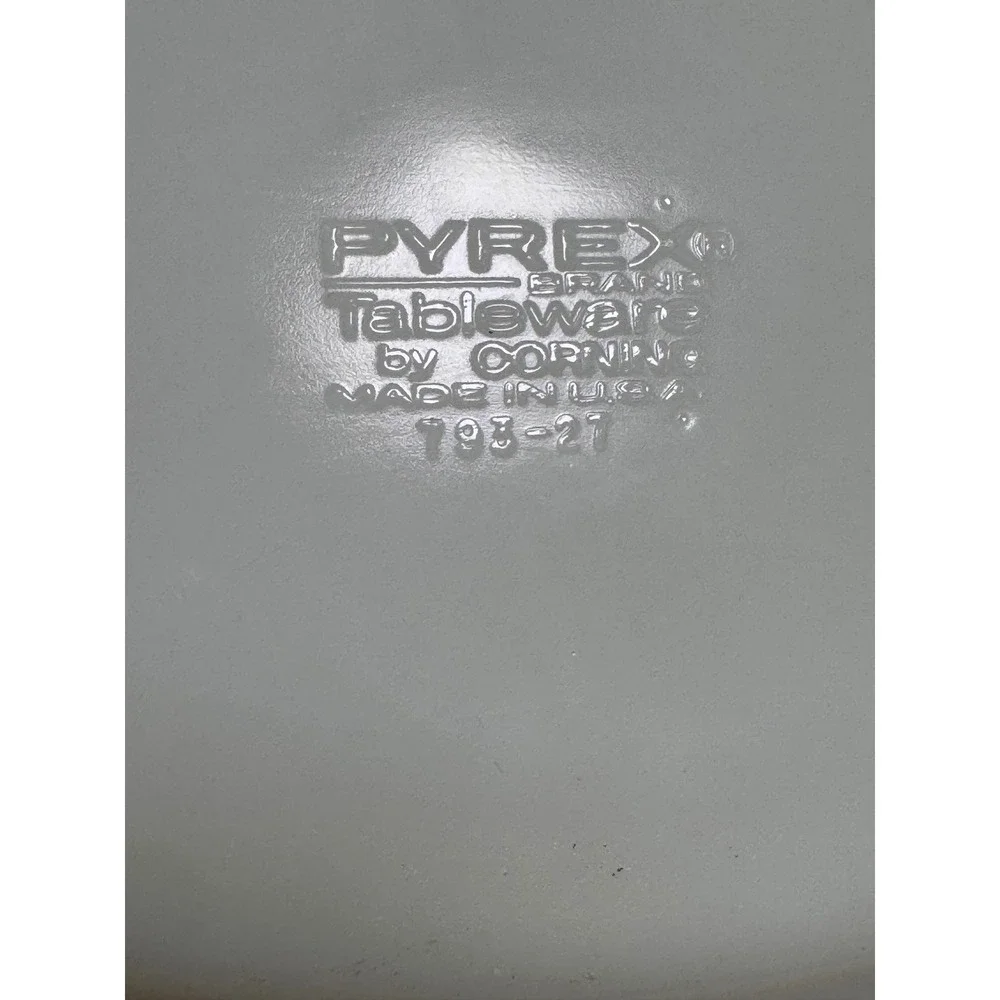Vintage Pyrex Corning Emerald Band Milk Glass Oval Platter 793-27 White Green